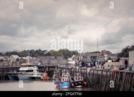 The harbour at the seaside town of Whitstable on the kent coast, UK. Stock Photo