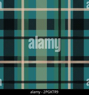 Plaid pattern in contrast green, black, orange, tuequoiseefor scarf, blanket, duvet cover, throw, poncho. Seamless herringbone textured design for spr Stock Vector
