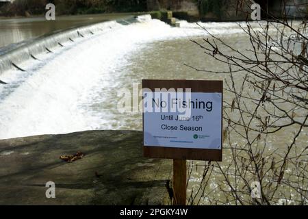 No Fishing Close Season sign River Leam Leamington Spa