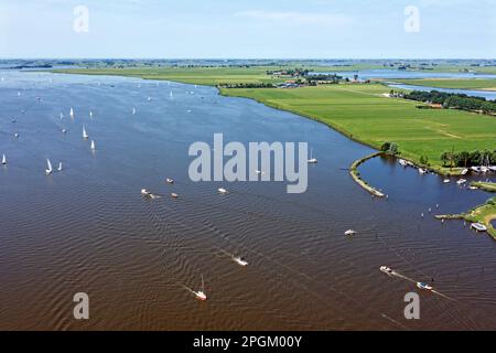 Aerial from sailing on the Heegermeer in Froiesland the Netherlands Stock Photo