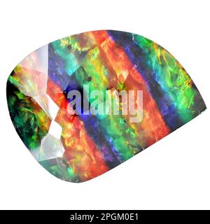 Natural gem iridescent ammolite isolated on white background Stock Photo