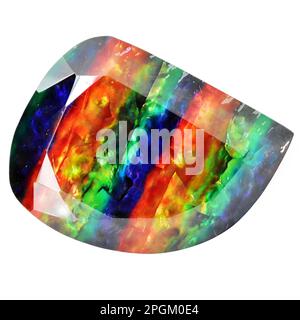 Natural gem iridescent ammolite isolated on white background Stock Photo