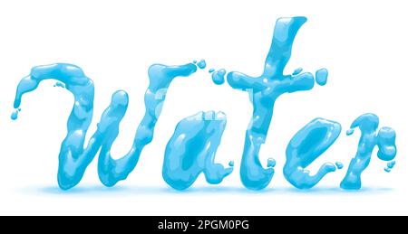 Banner with the word Water in liquid or watery effect. Isolated design in gradient style. Stock Vector