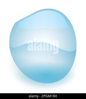 Isolated round droplet with shiny effect and blue shadow in gradient effect. Stock Vector