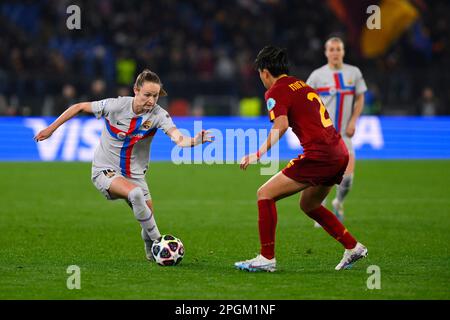 Rome, Italy, Italy. 21st Mar, 2023. Caroline Graham Hansen of FC Barcelona during the Quarter-finals, 1st leg UEFA Women's Champions League between A.S. Roma and FC Barcelona on March 21, 2023 at the Stadio Olimpico in Rome. (Credit Image: © Domenico Cippitelli/Pacific Press via ZUMA Press Wire) EDITORIAL USAGE ONLY! Not for Commercial USAGE! Stock Photo