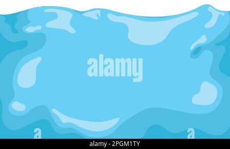 Template design in cartoon style with blue water body with copy space in the center. Stock Vector