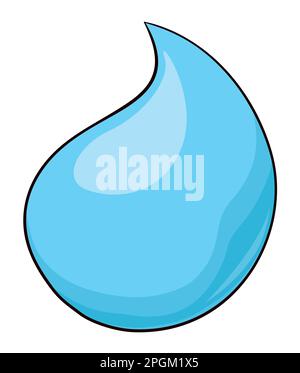 Water drop with blue interior and shiny effect in cartoon style. Stock Vector