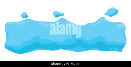 Watery horizontal template with drops in cartoon style over white background. Stock Vector