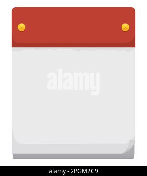 Traditional red and white loose-leaf calendar with flipped corner. Template in cartoon style. Stock Vector
