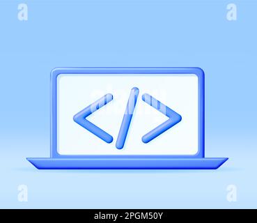 3d Code Icon on Computer Stock Vector
