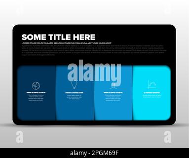 Vector multipurpose Infographic template made from four content blocks in black rounded container on light background. Multipurose infopgraphic with f Stock Vector