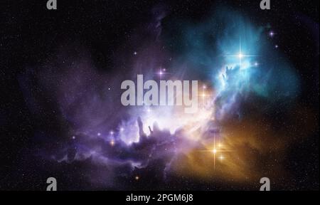 Green galaxy space background. Starry night sky background. Night