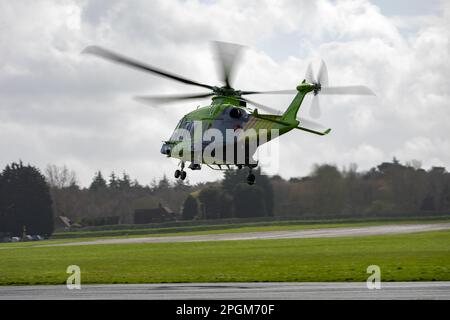 North Weald general aviation aerodrome Essex, Essex and Herts Air ambulance, G-picu, 2017 Leonardo AW169 C/N 69055 helicopter, Stock Photo