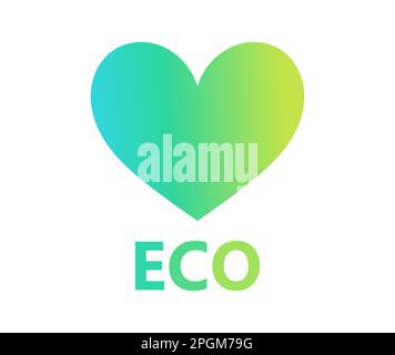 Eco heart icon in blue and green colors. Protect oceans and environment symbol. Vector illustration. Stock Vector
