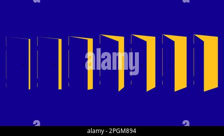 Opening doors set. Stages of opening the door. Light from an open door. Design for banners, posters and promotional items. Vector illustration Stock Vector