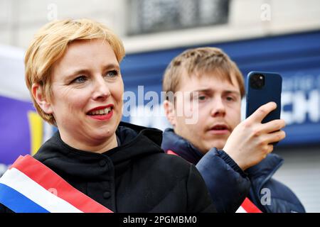 National Protest Day against retirement law project of Emmanuel Macron 23th March 2023 - Paris - France Stock Photo