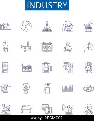 Aerospace industry line icons collection. Rockets, Satellites ...