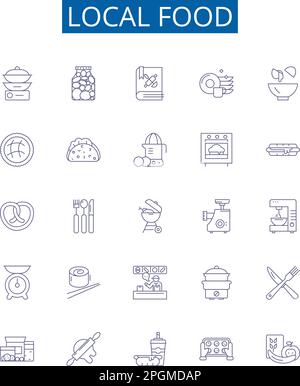 Local food line icons signs set. Design collection of Cuisine, Region ...