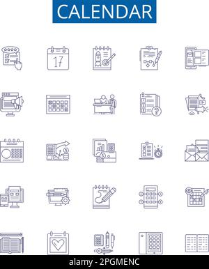 Calendar Line Icons Collection. Meetings, Communication, Paperwork ...