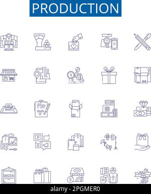 Generating line icons collection. Producing, Creating, Making ...