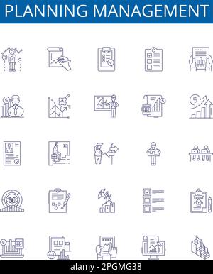 Budgeting process line icons collection. Planning, Allocating ...