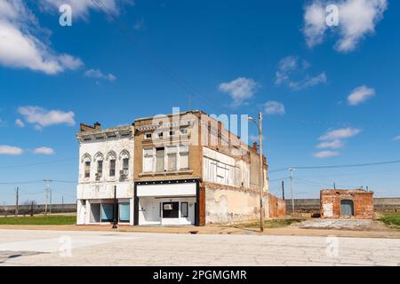 Abandoned shop buildings in a deserted town.  Cairo, Illinois, USA. Stock Photo