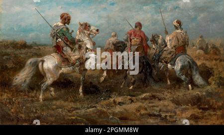 Schreyer Adolf - Arab Horsemen 4 - German School - 19th and Early 20th Century - Schreyer Adolf - Arab Horsemen 4 - German School - 19th and Early 20th Century Stock Photo