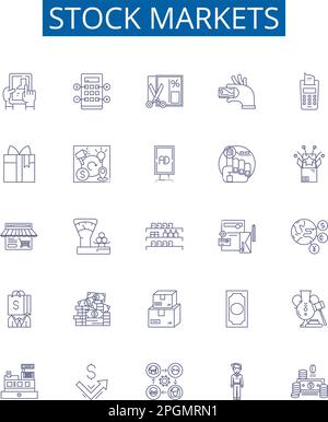 Stock line icons collection. Shares, Investment, Market, Trading ...
