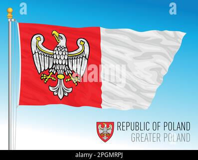 Greater Poland regional flag, Republic of Poland, european country, vector illustration Stock Vector