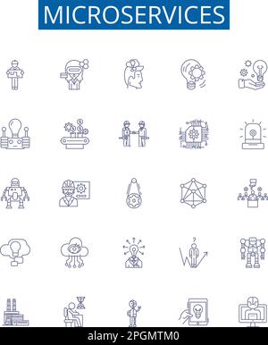 Microservices line icons signs set. Design collection of Rate limit ...
