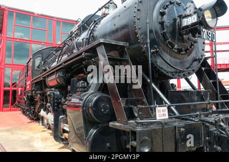 Restored steam locomotive scene at the Steamtown National  historic site in Scranton Pennsylvania Stock Photo