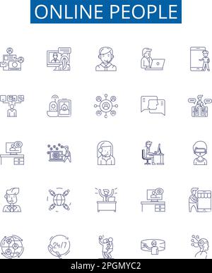 Internet users line icons collection. Browsers, Netizens, Cybercitizens ...