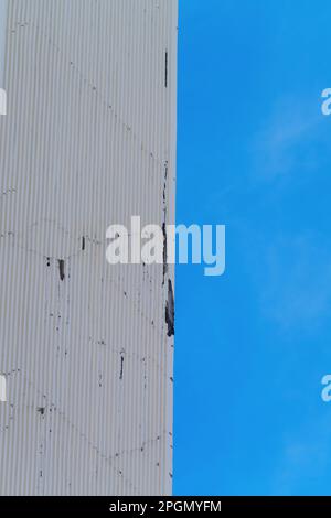 Earthquake damage on a building exterior in Christchurch, South Island, New Zealand. Stock Photo