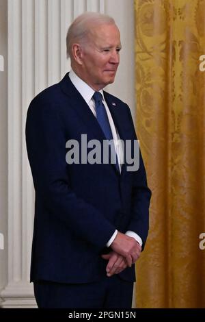Washington, DC, USA. 23rd Mar, 2023. 3/23/23 The White House Washington DC.President Joe Biden delivers remarks at the Anniversary of The Affordable Care Act in the East Room. (Credit Image: © Christy Bowe/ZUMA Press Wire) EDITORIAL USAGE ONLY! Not for Commercial USAGE! Stock Photo