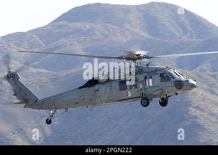 Palm Springs, California, USA. 10th Feb, 2023. A Navy MH-60S helcopter departing Palm Springs. (Credit Image: © Ian L. Sitren/ZUMA Press Wire) EDITORIAL USAGE ONLY! Not for Commercial USAGE! Stock Photo