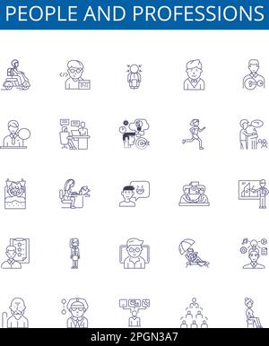 People and professions line icons signs set. Design collection of ...