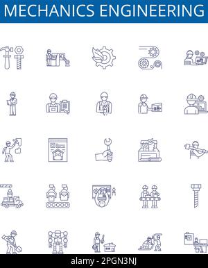 Mechanics engineering line icons signs set. Design collection of ...
