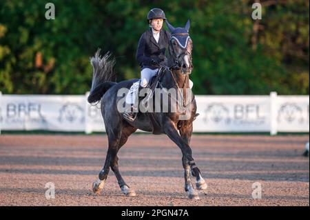 Ali Ramsay, 2022 Canadian Show Jumping Champion shown competing during the 2022 season at Caledon Equestrian Park, in Palgrave, ON. Stock Photo