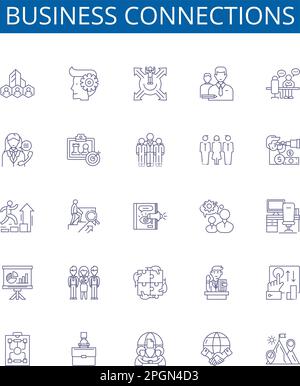 Business linkages line icons collection. Family, Bond, Connections ...
