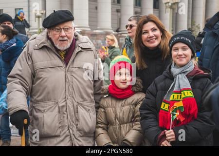 Vilnius  Lithuania - March 11 2023: Vytautas Landsbergis, Lithuanian politician and former Member of the European Parliament, with children Stock Photo