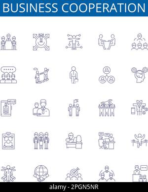 Conglomeration line icons collection. Merger, Amalgamation, Integration ...
