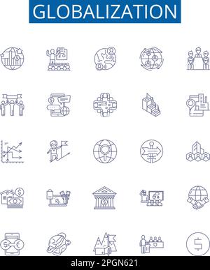 Convergence line icons collection. Integration, Unification, Synergy ...