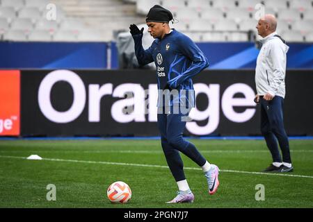 Saint Denis, France. 23rd Mar, 2023. Kylian MBAPPE of France during the training of the French team ahead of the UEFA Euro 2024, European Qualifiers football match between France and Netherlands, on March 23, 2023 at Stade de France in Saint-Denis near Paris, France - Photo Matthieu Mirville/DPPI Credit: DPPI Media/Alamy Live News Stock Photo