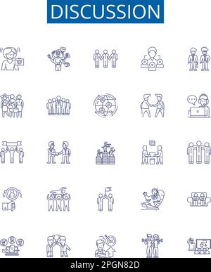 Discussion outline icons collection. Debate, Analyze, Evaluate ...