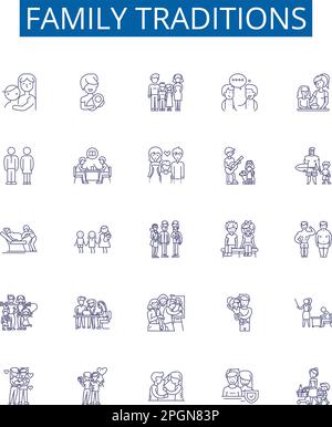 Family traditions line icons signs set. Design collection of Traditions ...
