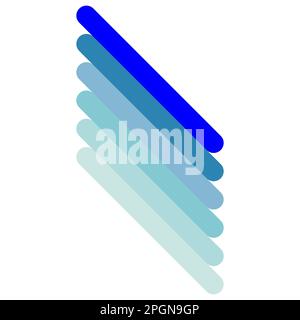 Simple vector graphic of diagonal lines of different shades of blue, from darkest to lightest. Could be used as a company logo Stock Vector