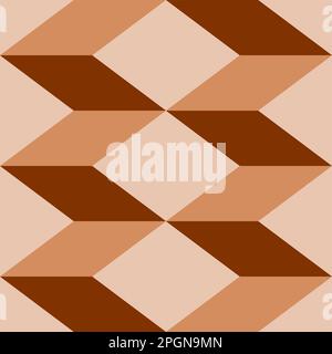 Seamless brown and beige vector graphic zig zag lines separated by lighter coloured diamond shapes Stock Vector