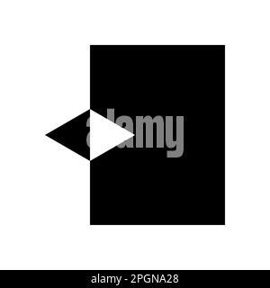 Monochrome vector graphic of a black rectangle with a triangular section removed and rotated to be adjacent to the block Stock Vector