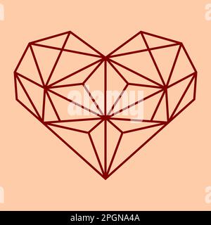 Brown vector graphic lines in the form of a stylised heart on a light brown background Stock Vector
