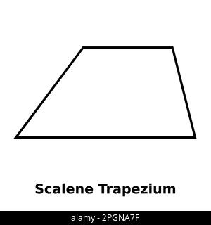 Simple monochrome vector graphic of a scalene trapezium. This is a shape with four sides where two opposite sides are parallel to each other, but the Stock Vector